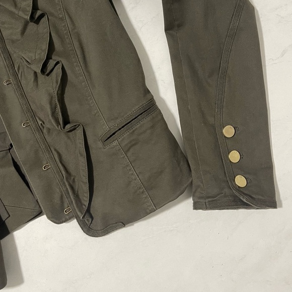Armani Exchange Sage Green Military Style Ruffle Front Jacket Size Small Preppy - Picture 5 of 6